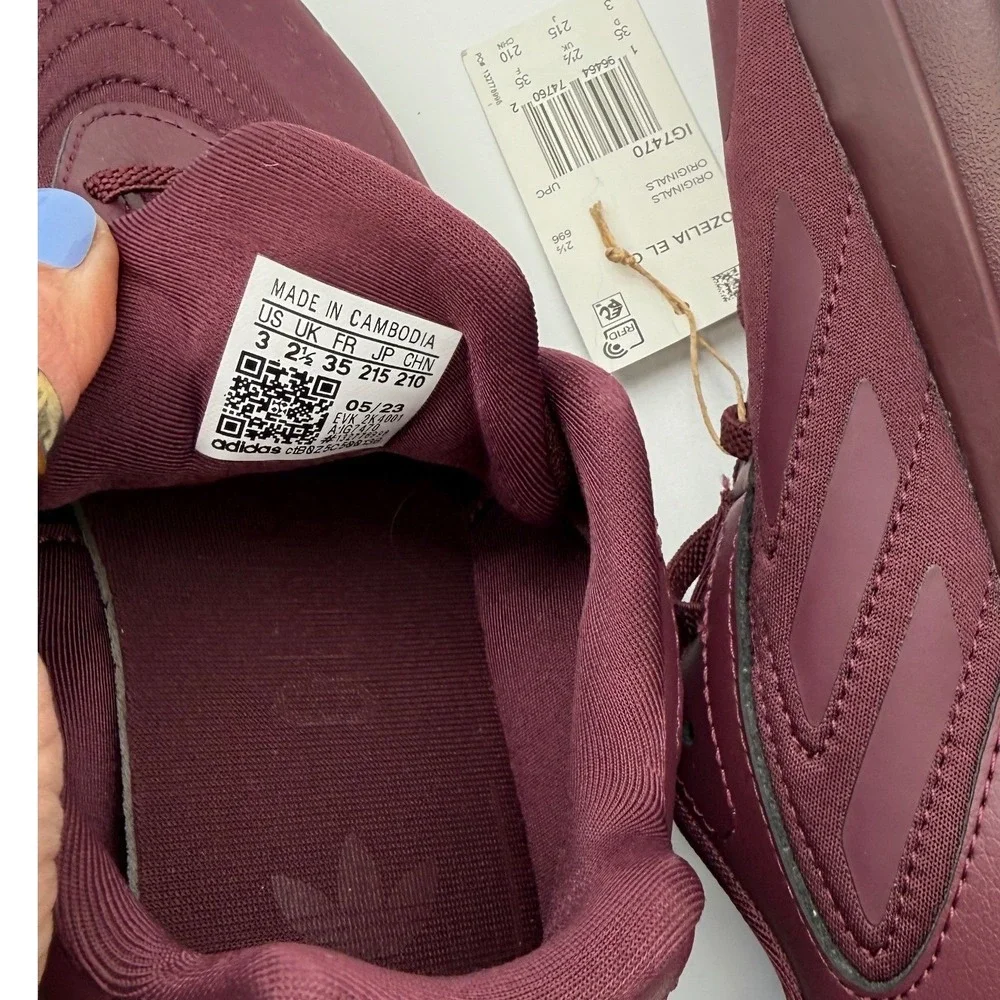 Adidas Ozelia EL C Kids Size 3 Sneakers Burgundy Maroon y2k 90's retro bold NWT